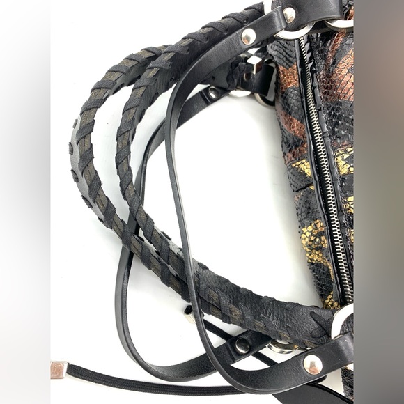 Pauric Sweeney Shiny Black Leather Python Hand Bag - Picture 5 of 12